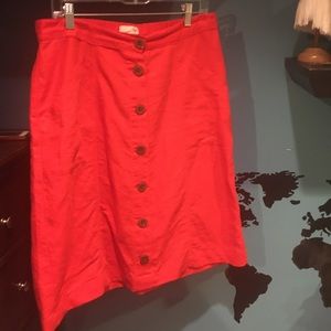 Women’s red button down knee length skirt